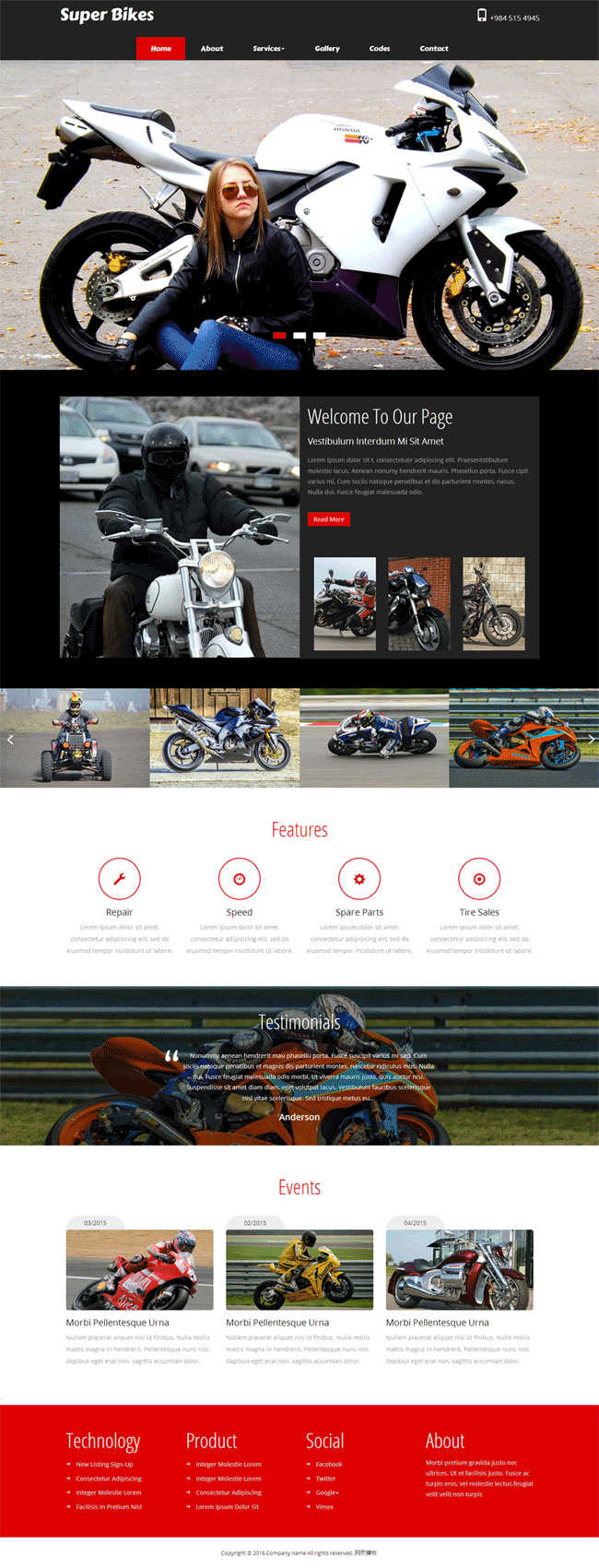 黑色的国外摩托车销售网站模板