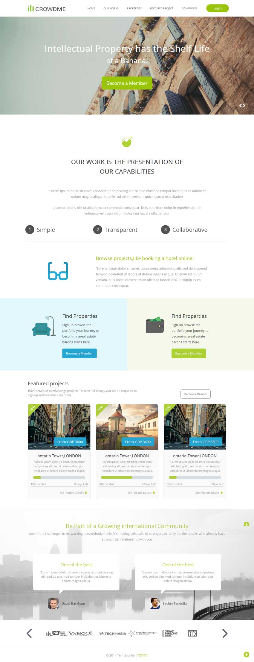 绿色的响应式商务公司展示