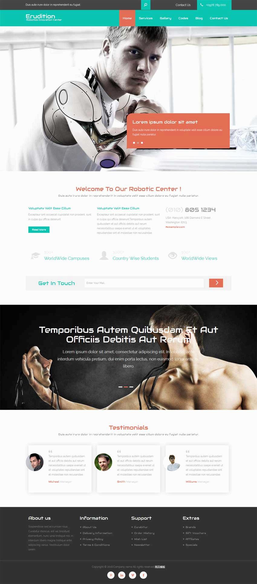 扁平化宽屏的机器人公司网站