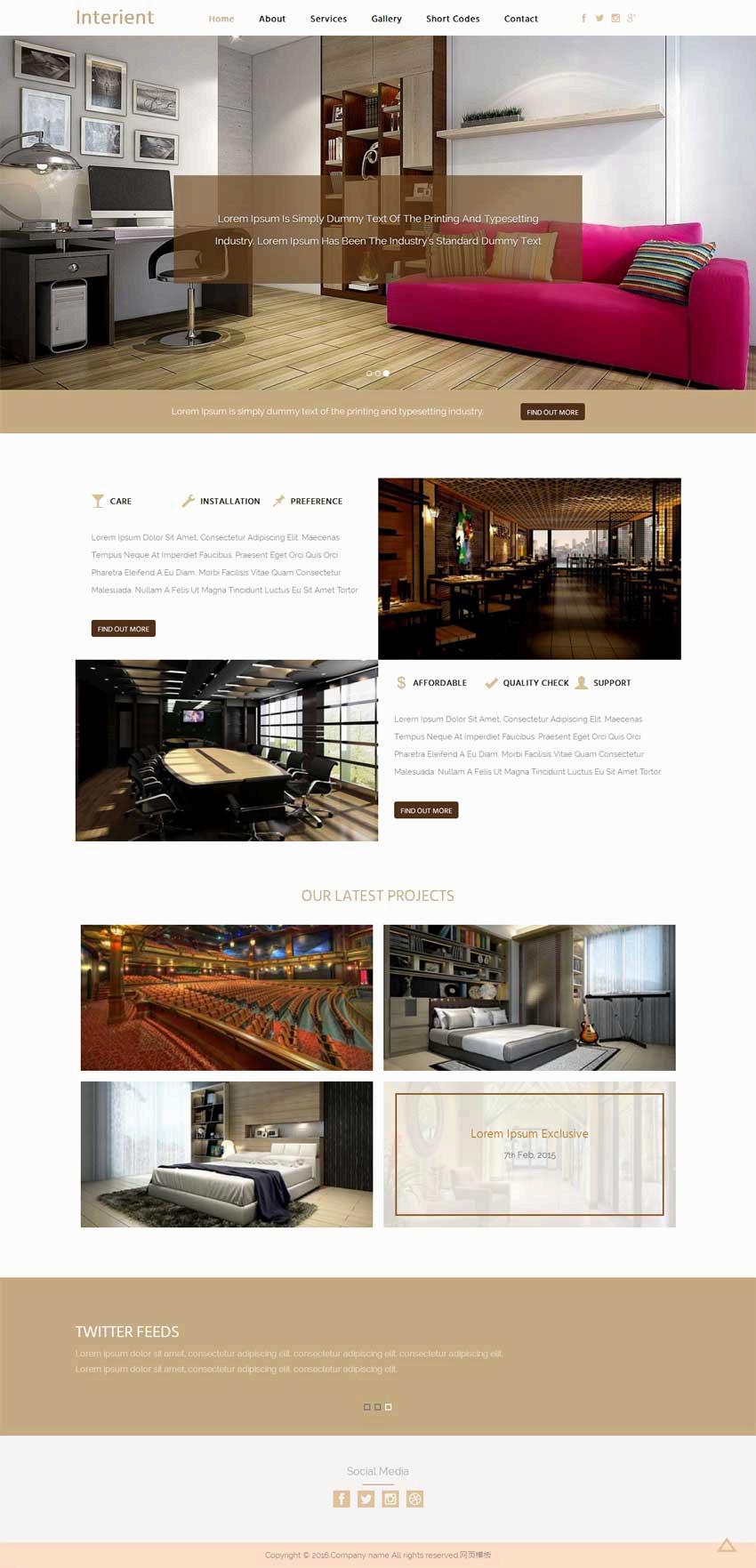 大气宽屏的室内装修设计企业网站