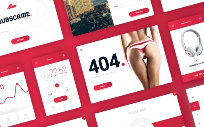 红色日常提醒APP 30个UI元素