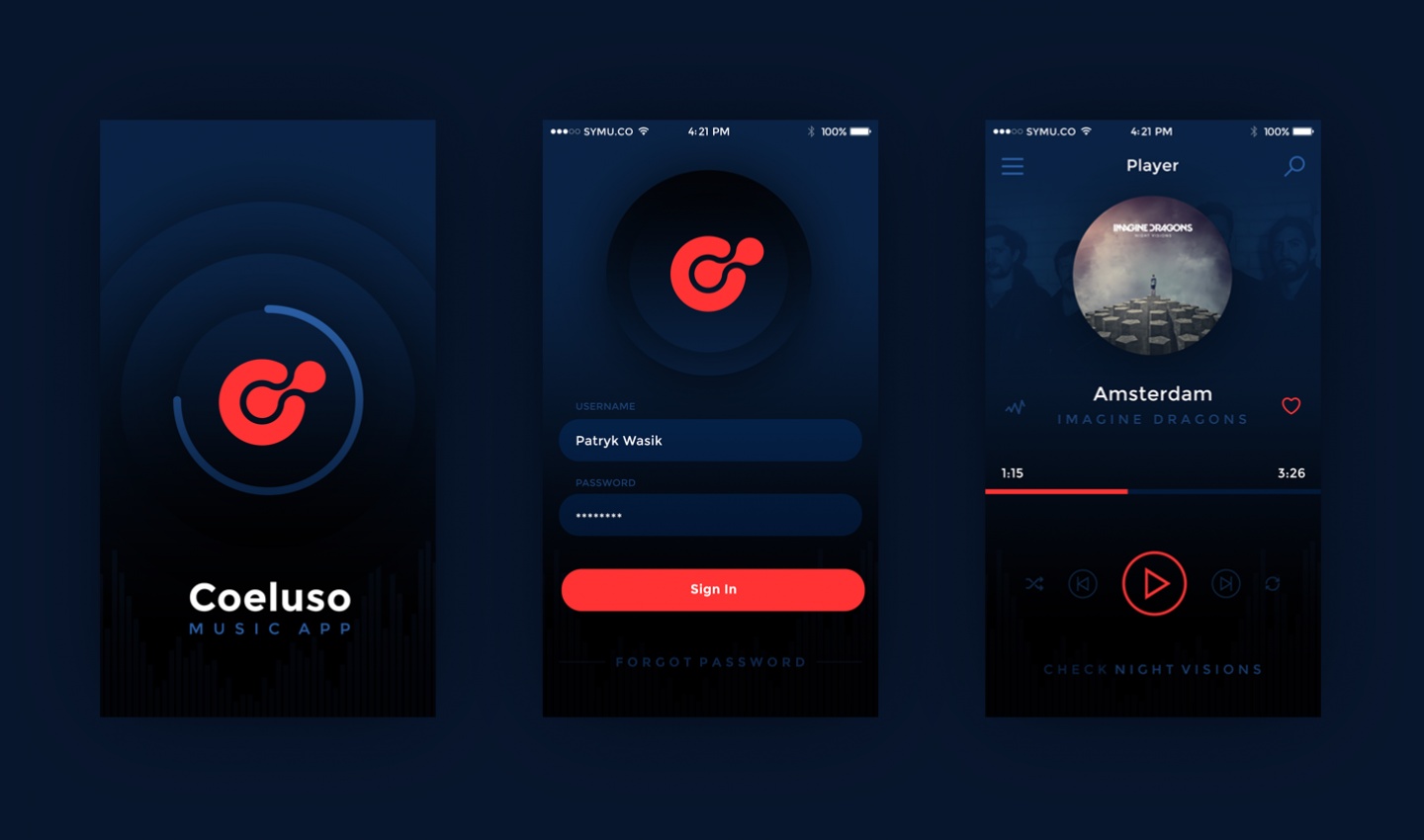 Coeluso Mobile App PSD