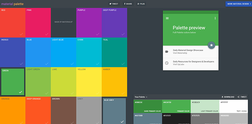 MaterialPalette – 在线颜色组合匹配工具