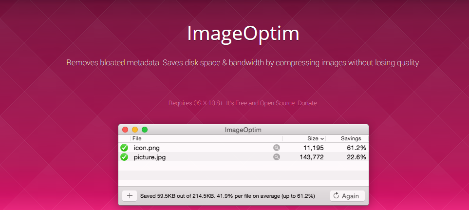 图片压缩工具 – ImageOptim for Mac