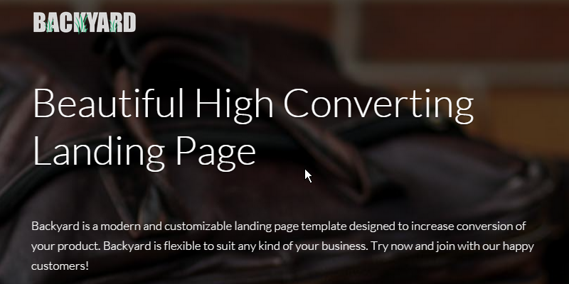 Backyard: Engaging HTML Landing Page