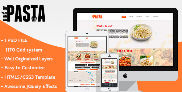 King of Pasta: PSD & HTML Website Template